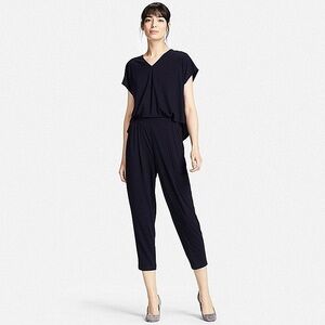 Uniqlo Jersey Short-Sleeve Jumpsuit, Black, Small